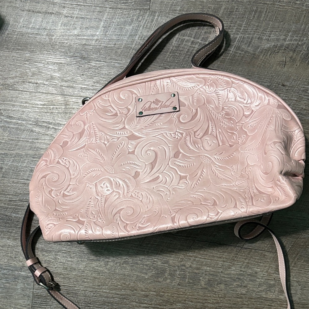 Pink Embossed Leather Bag